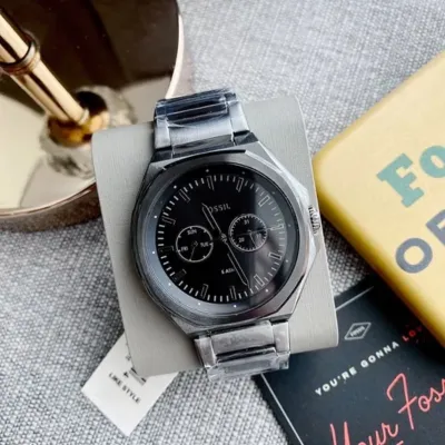 Fossil Evanston Multifunction Gunmetal Stainless Steel Watch